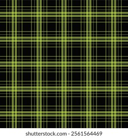 A stylish tartan fabric pattern featuring stripes on a black background, perfect for textile design, clothing, or interior decor.