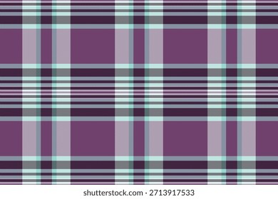 Patrón de tartán con estilo. Textura a cuadros atemporal en púrpura y verde azulado. Diseño textil para moda, fondos, artesanías y más. Estética clásica.