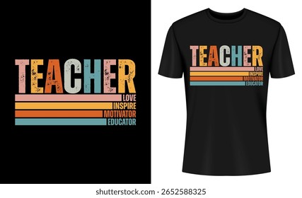 A stylish teacher design featuring vintage text and retro stripes, perfect for teacher appreciation or educators looking to show off their important profession.
