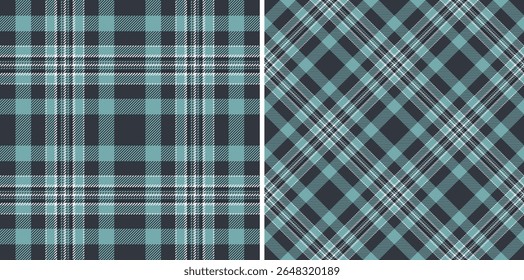 Stylish teal and dark gray plaid patterns.  Perfect for textile design, fashion, home decor, or website backgrounds.  Seamless repeat textures offer versatile design options.