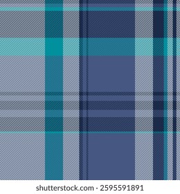 Stylish teal and gray plaid pattern.  Perfect for textile design, apparel, website backgrounds, or any project needing a sophisticated, textured look.  Evokes feelings of comfort and modern style.