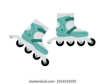 Stylish teal roller skates designed for fun skating sessions on smooth pavement outdoors