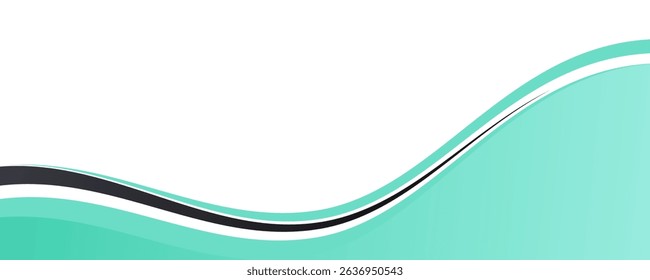 Stylish teal wave border design vector abstract