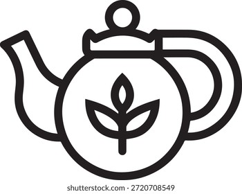 Icono de tetera con estilo con hoja, perfecto para marcas de té, cafés y diseños de estilo de vida saludable. Arte vectorial limpio y moderno.