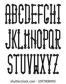 Stylish techno font in pcb-layout electric wires style.