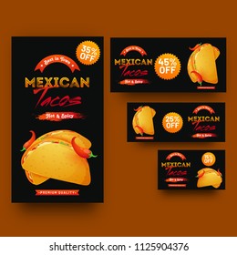 Stylish template or coupon set with great discount offers for Mexican Food restaurant.