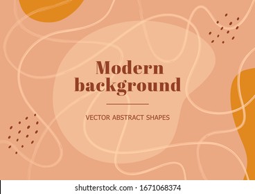 Stylish template with organic abstract shapes and brush stroke in pastel colors. Retro background in Bauhaus style. Modern contemporary collage. Vector Illustration for branding design