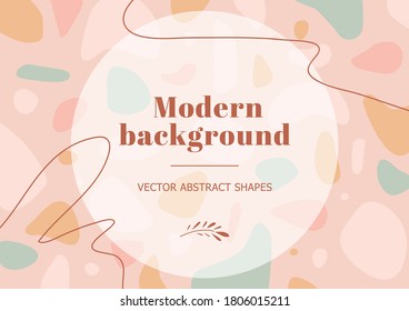 Stylish template with terrazzo background in pastel colors. Modern background in minimalist style with space for text. Contemporary vector Illustration