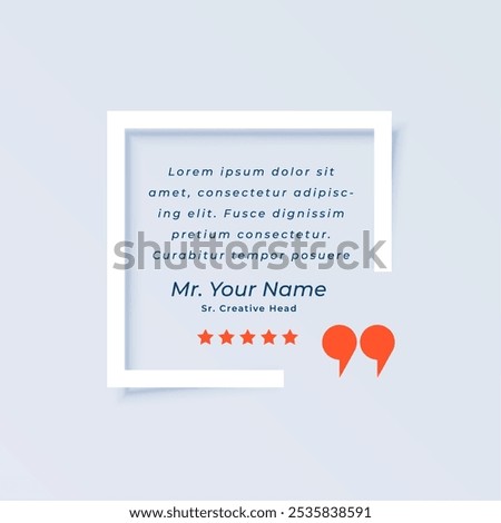 stylish testimonial quote frame template for review or remark vector