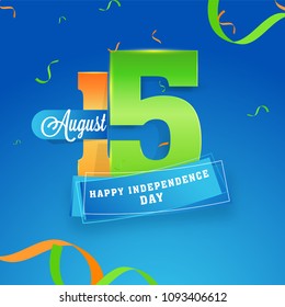Texto elegante 15 de agosto sobre fondo azul. 