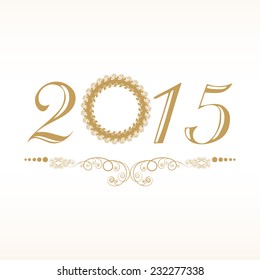 Stylish text 2015 on beige background for Happy New Year and Merry Christmas celebrations. 