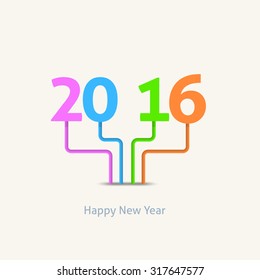 Stylish Text 2016 Happy New Year Design