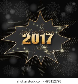Stylish Text 2017 with pop art explosion for Happy New Year Celebration.