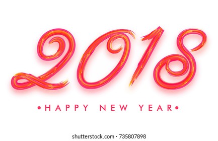 Stylish text 2018 on white background for Happy New Year.