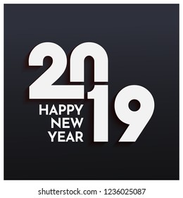 Stylish text 2019 on black background can be used as greeting card design.