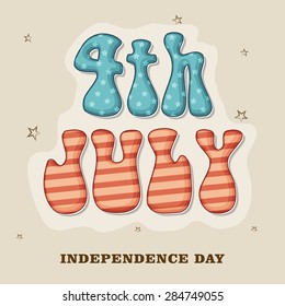 Stylish text 4th of July in national flag color for American Independence Day celebration on stars decorated background.