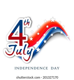 Stylish text 4th of July on colorful waves background for 4th of July, American Independence Day celebrations. 