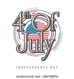 Stylish text 4th of July on national flag color stitching pattern for American Independence Day celebration.