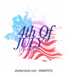 Stylish text 4th of July on waving national flag background for American Independence Day celebration.
