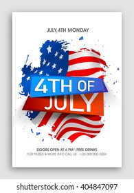 Stylish Text 4th Of July On American Flag Design Background, Creative Pamphlet, Banner Or Flyer For Independence Day Celebration.