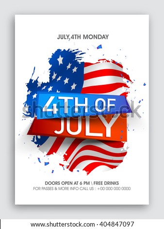 Stylish text 4th of July on American Flag design background, Creative Pamphlet, Banner or Flyer for Independence Day celebration.