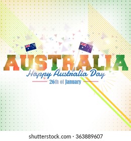 Stylish Text Australia. Australia Day Greeting Card, Geometric Background svg