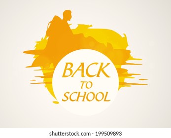 Stilvoller Text Zurück zur Schule auf gelbem und braunem Hintergrund. 