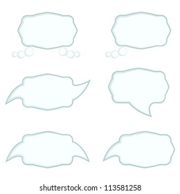 Stylish text bubbles pack/ Six stylish text bubbles with smooth lines ornaments isolated on white