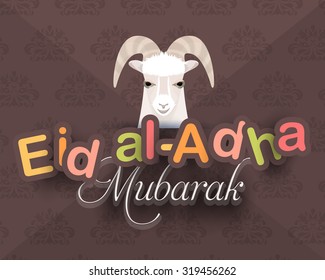 Stylish Text Eid al-Adha Mubarak of Qurban Day Vector Greeting Card, Flyer, Banner Design - English "Festival of the sacrifice, be Blessed" 