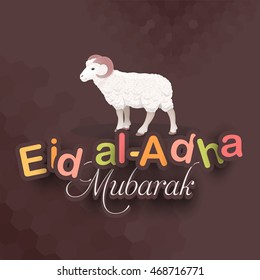 Stylish Text Eid al-Adha Mubarak of Qurban Day Vector Greeting Card, Flyer, Banner Design - English "Festival of the sacrifice, be Blessed" 