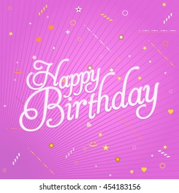 Stylish Text Happy Birthday Message, Greeting Card Vector Design