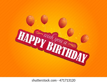 Stylish Text Happy Birthday Message, Greeting Card Vector Design