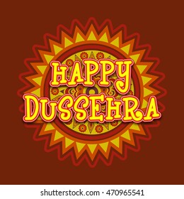 Stylish Text Happy Dussehra on floral design decorated background, Can be used as Poster, Banner or Flyer for Indian Festival celebration.