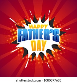 Stylish text Happy Father's Day on pop-art red rays background. 