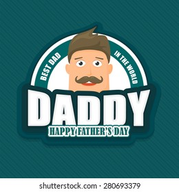 Stylish Text Happy Father's Day, 'i love you daddy' Flat Style Badge Vector Design. Announcement and Celebration Message Poster, Flyer Template