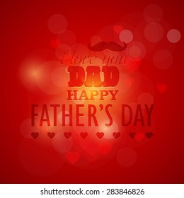 Stylish Text Happy Fathers Day Abstract Red Colors Background Vector Design. Announcement and Celebration Message Poster, Flyer