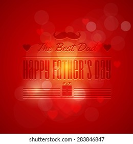 Stylish Text Happy Fathers Day Abstract Red Colors Background Vector Design. Announcement and Celebration Message Poster, Flyer