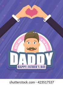 Stylish Text Happy Father's Day, 'i love you daddy' Flat Style Badge Vector Design. Announcement and Celebration Message Poster, Flyer Template