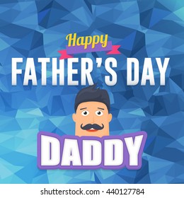 Stylish Text Happy Father's Day, Flat Style Badge Vector Design. Announcement and Celebration Message Poster, Flyer Template