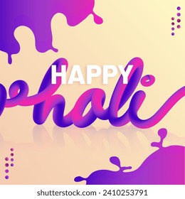 Stylish Text of Happy Holi Against Abstract Fluid Art Background. Can Be Used as Greeting Card for Indian Festival of Colors.