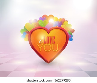 Stylish Text "I Love You", Valentine's Day Greeting Card, Announcement and Celebration Message Background