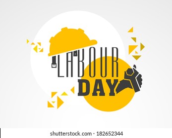 Stylish text Labour Day with wrench on colorful abstract background, can be use as flyer, banner or poster. 