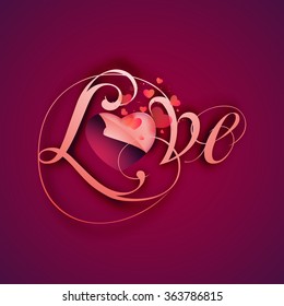 Stylish text Love with creative heart for Happy Valentine's Day celebration.