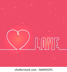 Stylish text Love with heart on pink background for Happy Valentine's Day celebration.