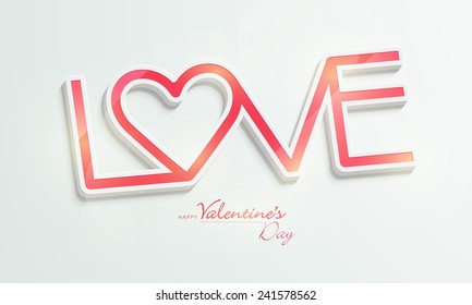 Stylish text Love with heart shape for Happy Valentine's Day celebrations.