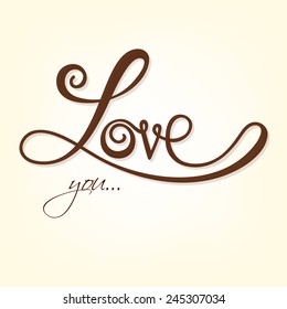 Stylish text Love You for Happy Valentines Day celebration concept.