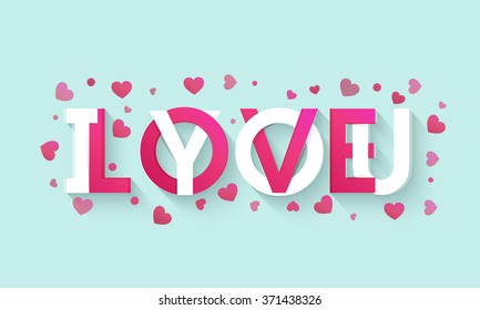 Stylish text I Love You on pink hearts decorated background for Happy Valentine's Day celebration.