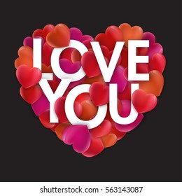 Stylish Text Love You on creative Hearts for Happy Valentine's Day Celebration.