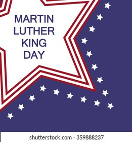 Stylish text for Martin Luther King Day, star and flag, vector