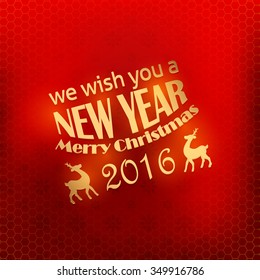 Stylish Text Merry Christmas 2016 Badge, Blurred Background, Banners, Greeting Cards Template